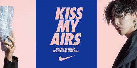 Blindreason shares new photos of G-Dragon for Nike's 'KISS MY AIRS' campaign http://www.allkpop.com/article/2017/03/blindreason-shares-new-photos-of-g-dragon-for-nikes-kiss-my-airs-campaign Dance Logo, Retail Marketing, Air Max Day, Fashion Banner, Youtube Ads, Gallery Website, G Dragon, Ads Creative, Web Banner