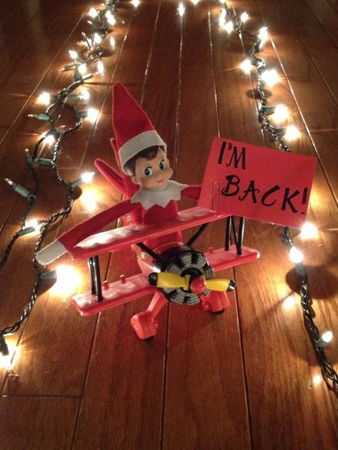 Airplane Arrival with a Strand of Lights for a Runway Elf On The Shelf Arrival, Elf Magic, Awesome Elf On The Shelf Ideas, Elf Activities, Xmas Elf, Elf Antics, Elf Fun, Buddy The Elf, 12 December