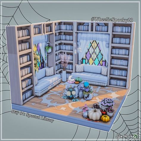 #WheelieSpooky23 Challenge - Day 4 - Spectral Library Room Decor Sims 4 Cc, Room Decor Sims 4, Sims 4 Library, Decor Sims 4 Cc, Penthouse Sims 4, Sims 4 Penthouse, Sims 4 House, Cozy Gamer, Sims 4 House Design