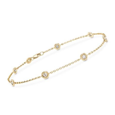 .50 ct. t.w. Diamond Station Bracelet in 14kt Yellow Gold, , default 14k Yellow Gold Diamond Bracelet With Adjustable Chain, Everyday Luxury Yellow Gold-plated Chain Bracelet, Elegant Gold-plated Diamond Bracelet With Adjustable Chain, 14k Gold Diamond Bracelet, Tarnish Resistant, Adjustable Yellow Gold-plated Diamond Bracelet, Multi Gemstone Bracelet, Station Bracelet, Yellow Gold Bangle, Bracelet Diamond