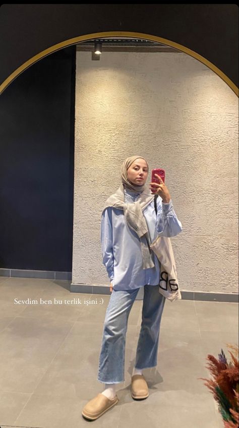 hijab outfit blue shirt girl beige Blue Shirt Outfit Hijab, Blue Outfit Hijab, Blue Shirt Girl, Blue Shirt Outfit, Hijab Ootd, Shirt Girl, Hijabi Outfits, Outfit Hijab, Concert Outfits