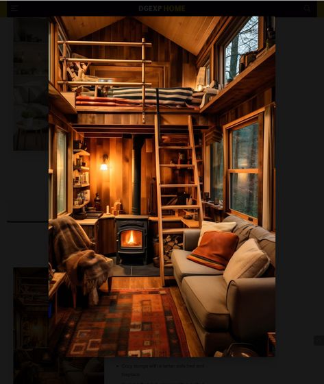 Inside Rustic Cabins, Tiny Cabins Interiors Loft, Cozy Tiny Home Interior, Tiny Rustic Cabin Interior, Small Loft Cabin, 12x24 Tiny House Interior, Cozy Tiny Cabin, Small Log Cabin Interior Rustic Tiny Homes, Tiny House Rustic Interior