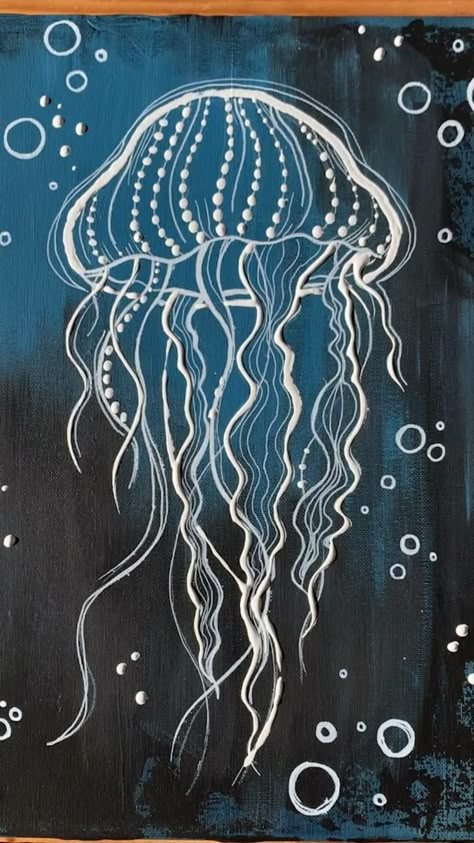 Jellyfish Painting, Jellyfish Drawing, Seaside Art, Jellyfish Art, Canvas Painting Designs, Small Canvas Art, Mini Canvas Art, Art Inspiration Painting, Chalk Art