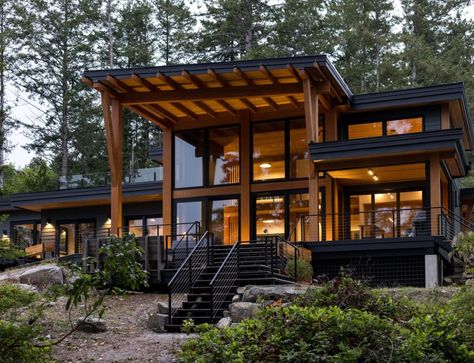 Sandpiper Post & Beam Cabin Designs - Streamline Design Post And Beam Homes Plans, Modern Post And Beam Homes, Timberframe Interiors, Post And Beam Cabin, Post And Beam Homes, Building Styles, Beam House, Loft Cabin, Modern Log Cabin