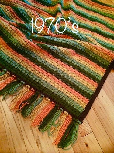 Ravelry: creativedesign's 1970s Style Retro Throw Retro Blanket, Crochet Pattern Written, 8 Track Tapes, Temperature Blanket, Rainbow Blanket, 1970s Style, Blanket Crochet Pattern, Harvest Gold, I Love This Yarn