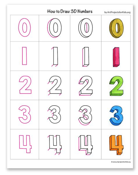 How To Draw Numbers Fonts, How To Draw 3d Numbers Step By Step, How To Draw Bubble Numbers, How To Draw Numbers Step By Step, How To Draw Numbers, 2023 Drawing Number, Number Art Design, How To Draw 3d Letters, Number Drawings