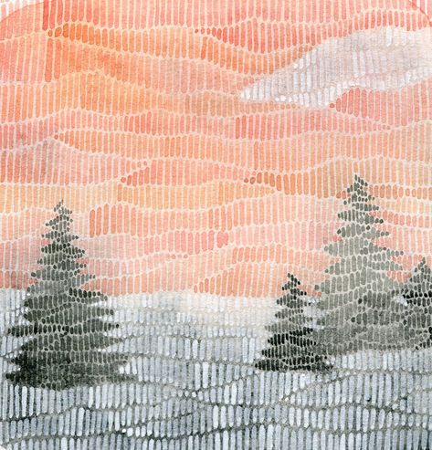 Aquarelle Art, Christmas Landscape, Abstract Embroidery, Principles Of Art, Winter Sky, Watercolor Abstract, Watercolor Christmas, Landscape Illustration, Sky Art