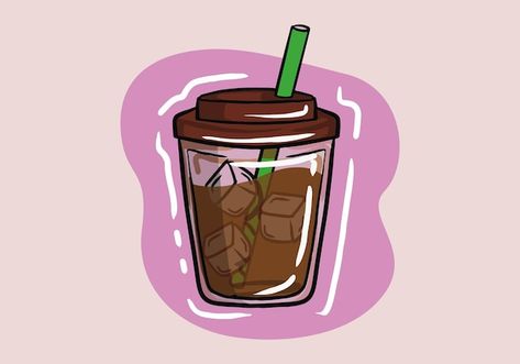 Ice Vector, Americano Coffee, Simple Illustration, Cold Cup, Iced Coffee, Premium Vector, Graphic Resources, White Background, Vector Free