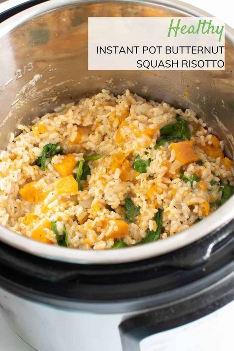 Instant Pot Butternut Squash Risotto Butternut Squash Rissoto Recipes Instant Pot, Instant Pot Butternut Squash, Vegetarian Entree, Spinach Risotto, How To Make Risotto, Squash Risotto, Butternut Squash Risotto, Risotto Rice, Vegetarian Entrees