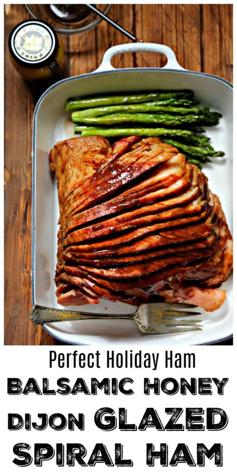 Balsamic Honey Dijon Glazed Spiral Ham - bell' alimento Mustard Ham Glaze, Glazed Spiral Ham, Mustard Recipes, Holiday Ham Recipes, Ham Glaze Recipe, Spiral Ham, Crockpot Ham, Holiday Ham, Ham Recipe