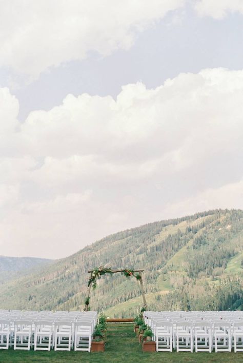 Steamboat Mountaintop Wedding via Rocky Mountain Bride Steamboat Wedding, Mountaintop Wedding, Wyoming Weddings, Steamboat Springs Colorado, Mountain Top Wedding, Romantic Wedding Ceremony, Indoor Wedding Ceremonies, Wedding Ceremony Arch, Rocky Mountain Wedding