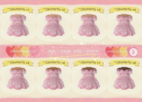 Pink Animal Crossing Outfits, Acnh Pink Dress, Fairycore Animal Crossing, Animal Crossing Path, Acnh Summer, Cottagecore Butterfly, Acnh Fashion, Fairycore Clothing, Acnh Outfits