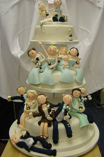 The Wedding Party cake by Helen Brinksman.------could never, would never do this, just pinning because it is so unbelievable. Wedding Cakes Funny, Fun Wedding Cakes, Novelty Wedding Cakes, Cakes Funny, Funny Wedding Cakes, Funny Wedding Cake Toppers, Tiered Cake, Gateaux Cake, Unique Wedding Cakes