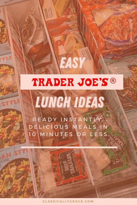 Running out of lunch time meal inspiration? We've all been there. These nine Trader Joe's lunch ideas will fill you up for lunch in the best way! #traderjoes #traderjoesfavorites #traderjoesideas #traderjoeslunchideas #traderjoesideas Trader Joes Recipes Healthy, Easy Lunches For Work, Beef Tamales, Meal Inspiration, Trader Joes Recipes, Easy Healthy Lunches, Work Lunch, Trader Joe’s, Trader Joe