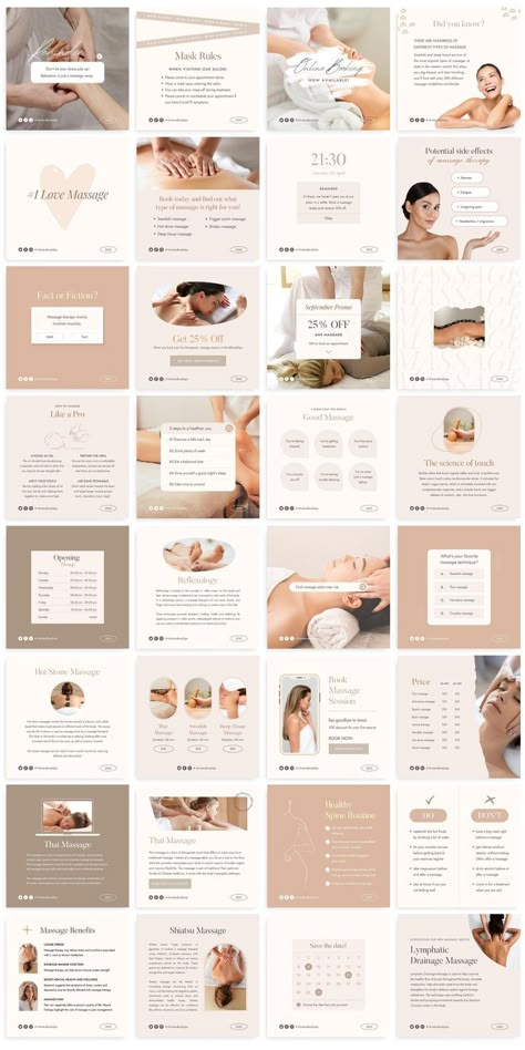 Massage Templates, Aesthetic Massage, Massage Marketing, Massage Quotes, Massage Therapy Business, Spa Marketing, Massage Business, Coach Instagram, Wellness Massage