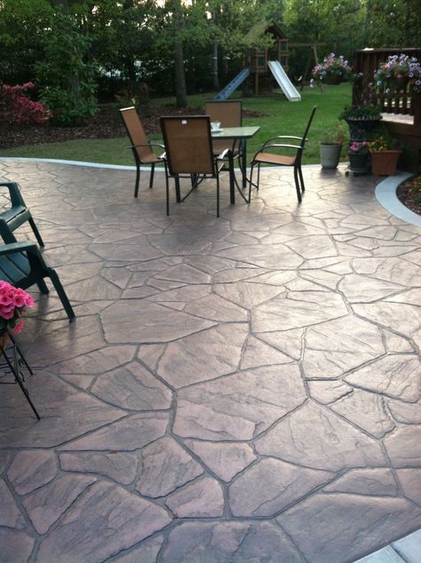 Stamped Concrete Patio Designs, Stone Patio Designs, Concrete Backyard, Brick Patterns Patio, Cement Patio, Concrete Patio Designs, Concrete Patios, Colorful Patio, Patio Projects