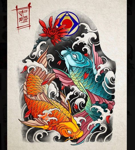 Josh Fullalove trên Instagram: “Koi & Diego flower sleeve commission done for @scottmhansen There’s great history and a lot of meaning behind this design. It was a great…” Pez Koi Tattoo, Tattoos Fish, Tattoo Fishing, Tato Geisha, Koi Fish Tattoo Design, Bushido Tattoo, Fishing Tattoos, Japanese Warrior Tattoo, Samurai Tattoo Sleeve