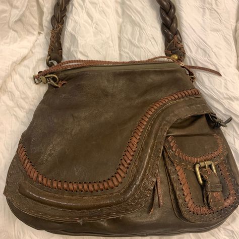 Italian Soft Leather Handbag Boho Style Olive Color Never Worn Funky Leather Bags, Boho Handbag, Concealed Carry Purse, Soft Leather Handbags, Boho Handbags, Large Crossbody Bags, Boho Purses, Boho Bags, Olive Color