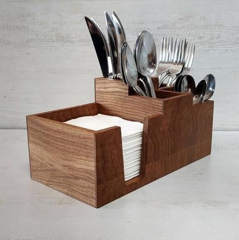 Wooden Utensil Holder, Wood Cutlery, Wooden Kitchen Utensils, Kitchen Organization Diy, Kitchen Organizer, Wooden Accessories, Wooden Utensils, Wooden Projects, Cool Kitchen Gadgets