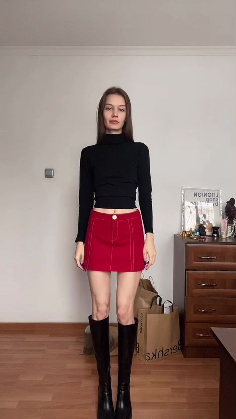 Find 'red skirt outfit' on TikTok | TikTok Search Red Denim Skirt Outfit, Mini Red Skirt Outfit, Leather Red Skirt Outfit, Red Skirt Outfit Winter, Red Skirt Aesthetic, Short Red Skirt Outfit, Casual Red Mini Skirt, Red Skirt Outfit Ideas, Red Skirt Outfit Aesthetic