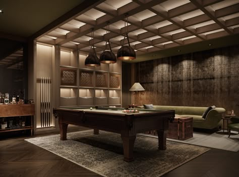 Billiard Room Design, Interior Rendering, Luxury Rentals, Billiard Room, Pool Table, House Inspo, Design Firms, Billiards, Club House