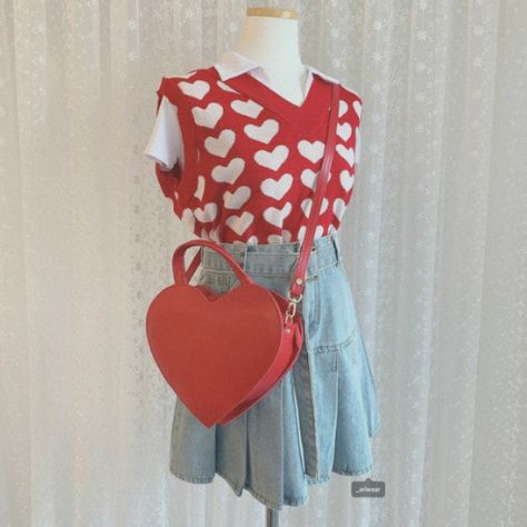 Red aesthetic ruby red aesthetic cherry aesthetic cute soft aesthetic korean style aesthetic love heart aesthetic cute aesthetic Soft Red Aesthetic Outfit, Lovecore Aesthetic Clothes, Heart Themed Clothes, Soft Lovecore Aesthetic Outfits, Lovecore Accessories, Bubblegum Core Aesthetic Outfit, Cherry Aesthetics Outfit, Heart Clothes Aesthetic, Lovecore Outfit Aesthetic