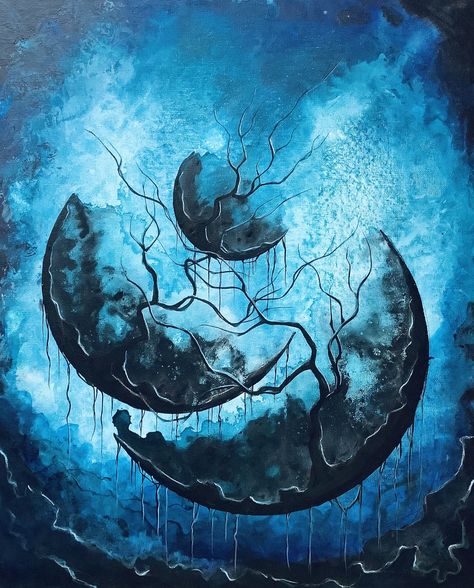 Dark Trees, Dark Tree, Original Canvas Painting, Painting Canvases, Moon Painting, Under The Moon, Dark Art Drawings, Fantasy Paintings, Mystical Art