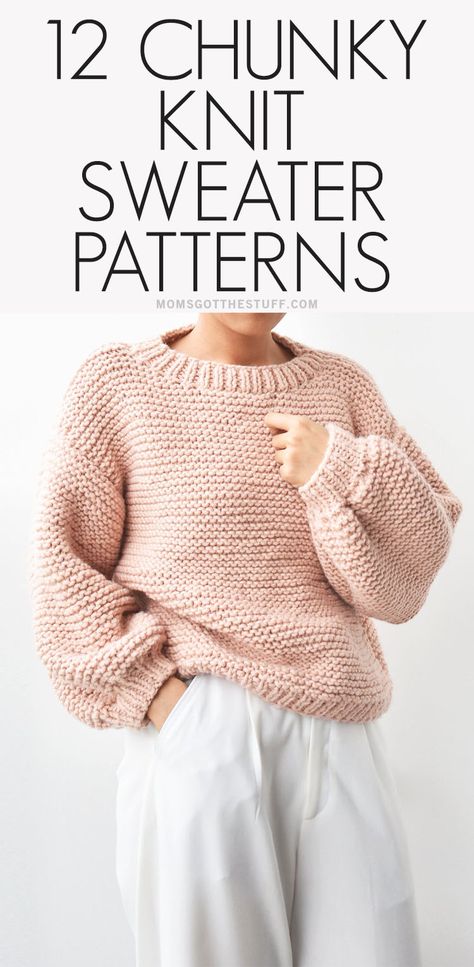 How Knit A Sweater, Knitting Chunky Sweater, Knitting A Jumper For Beginners, Easy Knit Jumper, Chunky Knit Sweater Pattern Free Cardigans, Chunky Knit Jumper Pattern Free, Knit Easy Sweater, Chunky Yarn Sweater Pattern Free, Chunky Jumper Knitting Pattern