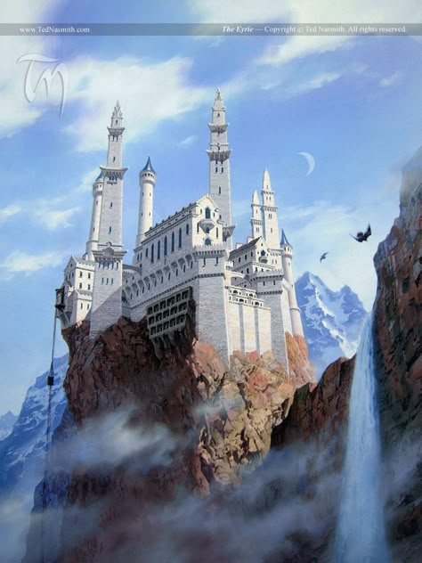 The Eyrie, by Ted Nasmith Game Of Thrones Castles, Ted Nasmith, House Arryn, John Howe, World Of Ice And Fire, Asoiaf Art, Heroic Fantasy, Gra O Tron, A Game Of Thrones