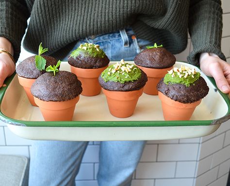 Celebrate Earth Day with these delicious and oh-so-cute chocolate and zucchini cupcakes with maple-matcha frosting... Earth Day Desserts, Matcha Frosting, Cake Matcha, Zucchini Cupcakes, Chocolate Zucchini Muffins, Zucchini Cake, How To Roast Hazelnuts, Paleo Treats, Chocolate Zucchini