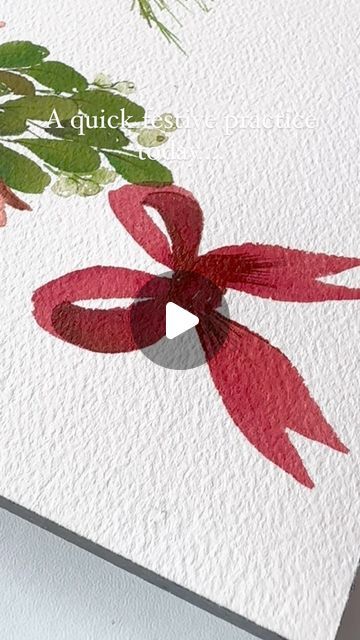 Kanchan Kaul on Instagram: "This is the best time of the year! But it goes by so quickly. Right? 😁 . . . #cartel_watercolorists #letsmakeart #illustrationsketch #watercolordaily #illustration_best #watercolorart #worldwatercolorgroup #artjournal #floralsyourway #botanicalart #watercolors #botanicalartlovers #aquarelle #Watercolorflower #watercolor_Painting #sketchbooktour #acuarela #flowerpainting #watercolorbeginner #watercolorsketchbook #worldwatercolormonth #botanicalpainting #watercolorpainting #kanchankaulbrushes" Simple Watercolor Art For Beginners, Practice Watercolor, Bow Watercolor, Watercolor Bow, Holiday Watercolor, Daily Illustration, Watercolour Christmas, Painted Cards, Simple Bow