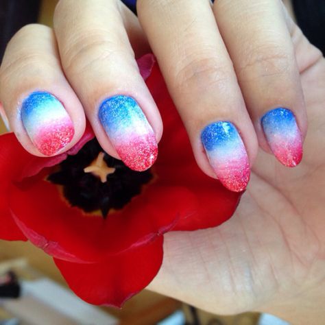 Glitter Red White And Blue Nails, Red White And Blue Nails Ombre, Blue Red Ombre Nails, Red White And Blue Ombre Dip Nails, Patriotic Ombre Nails, Red White Blue Ombre Nails, Red And Blue Ombre Nails, Red White And Blue Ombre Nails, Red White And Blue Nails