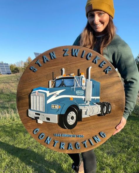 Lesley | SCROLL SAW ARTIST on Instagram: "Over 23 hours of work combined and it’s finally ready to go home. This one tops the list of most detailed project I’ve ever made. So you know what that means… on to the next 💪 Do you love this one as much as I do?? #handmade #scrollsawart #scrollsaw #truckdriver #woodart #giftideas #wooddecor #custommade #woodsigns" Scroll Saw Signs, On To The Next, Scroll Saw, Truck Driver, Artist On Instagram, Ready To Go, Wood Decor, Wood Sign, Custom Sign