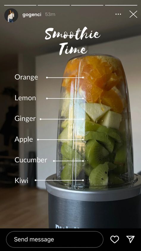 Instagram story idea. On the picture there is a blender Which makes smoothie. The blender is full With fruit ( Apple, kiwi, orange, lemon, ginger) Perfect immune booster in the morning. Healthy Content Ideas For Instagram, Nutritionist Instagram Post Ideas, Instagram Story Ideas Nutrition, Diet Instagram Post, Smoothie Story Instagram, Nutritionist Content Ideas, Nutrition Posts For Instagram, Nutrition Post Ideas, Healthy Instagram Story