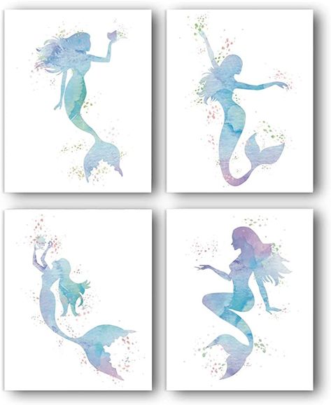 Little Mermaid Bathroom, Mermaid Bathroom Decor, Mermaid Watercolor, Mermaid Home Decor, Mermaid Poster, Bathroom Wall Decor Art, Mermaid Bedroom, Mermaid Wall Decor, Mermaid Room