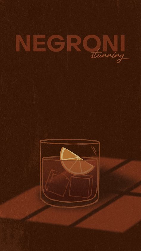 Negroni Drawing, Negroni Tattoo, Negroni Illustration, Negroni Drink, Negroni Poster, Drinks Art, Drink Illustration, Cocktail Design, Negroni Cocktail