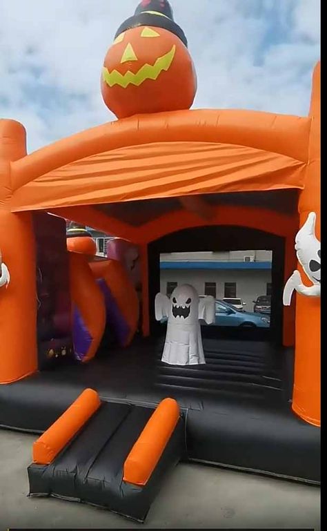 Halloween Bounce House Fall Bounce House, Halloween Bounce House, House With Slide, Bounce House With Slide, Kids Backyard Playground, Kids Backyard, Candy Land Birthday Party, Fun Furniture, Candyland Birthday