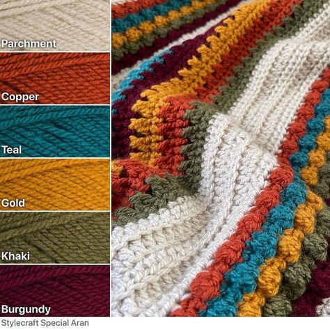 Warm crochet blanket free patterns Granny Square Colour Combinations Color Schemes, Color Scheme For Crochet Blanket, Fall Color Palette Yarn, Crochet Blanket Autumn Colours, Earth Tone Color Palette Yarn, Fall Crochet Color Combos, Fall Yarn Color Combinations, Color Combos For Crochet, Crochet Color Scheme