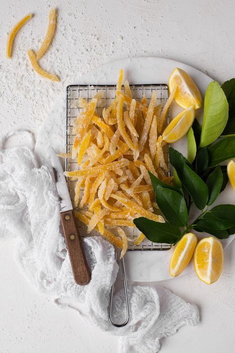 Lemon Peel Recipes, Candied Lemon Zest, Candied Orange Peel Recipe, Orange Peel Recipe, Lemon Peels, Season Recipes, Candied Lemon Peel, Citrus Recipes, Lemon Health Benefits