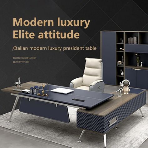 Leather boss office desk and chair combination manager table president table supervisor table simple modern executive desk - AliExpress Manager Desk Design Offices, Boss Office Table Design Modern, Ceo Desk Design, Boss Office Interior Design Luxury, Luxury Office Table, Boss Office Interior Design, Office Table Design Modern, Office Interior Design Luxury, Boss Table