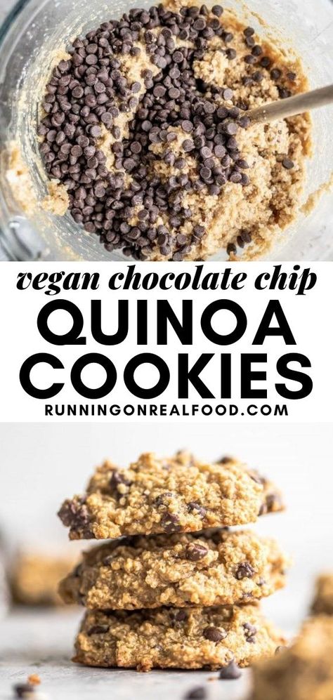 Quinoa Chocolate Chip Cookies, Quinoa Cookie Recipes, Quinoa Cookies, Quinoa Recipes Easy, Quinoa Recipes Healthy, Vegan Quinoa, Quinoa Breakfast, Oat Bars, Vegan Chocolate Chip