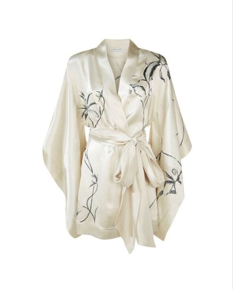 Gown Aesthetic, Fancy Robes, Robes Silk, Silk Bathrobe, Embroidered Robe, Carine Gilson, Robe Silk, Gown Floral, Short Kimono Robe