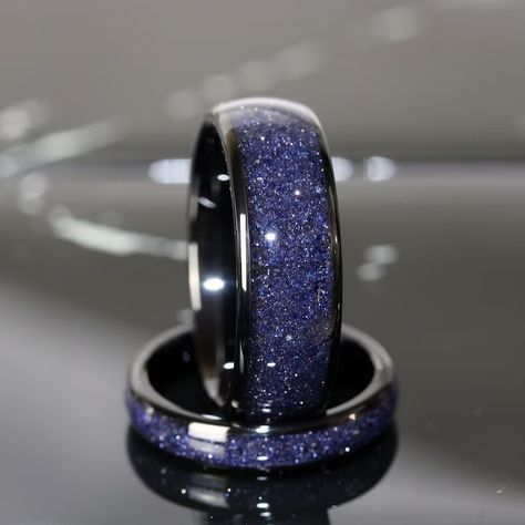 Black Nebula Blue Sandstone Ring Silver Polished Tungsten Wedding Ring Gold Silver Black Ring Outer Space Mens Ring Men & Women - Etsy Blue Sandstone Ring, Sandstone Ring, Blue Sand Stone, Wedding Ring Gold, Blue Sandstone, Tungsten Wedding Rings, Black Ring, Ring Men, Wolfram