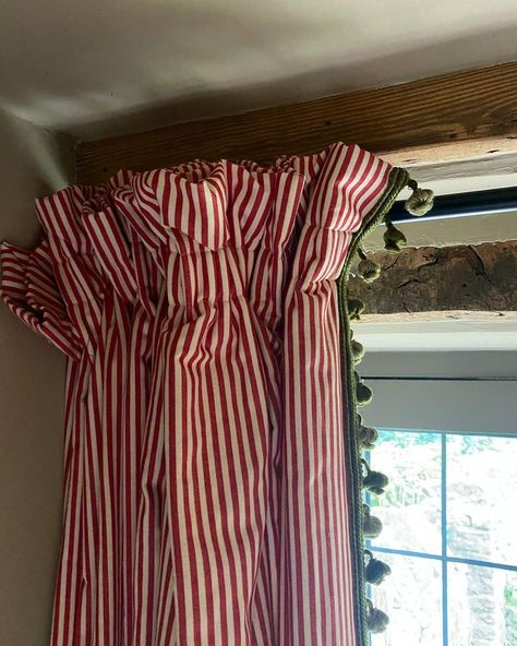 Well Cottage (@wellcottagecotswolds) • Instagram photos and videos English Cottage Bedroom, Studio Sign, Cottage Curtains, Striped Curtains, Cottage Interior, Cottage Bedroom, Happy House, Curtains Living, English House