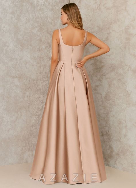 Gold Ballroom, Western Gown, Azazie Dresses, Azazie Bridesmaid Dresses, Satin Roses, Satin Bridesmaid Dresses, Ballroom Dress, Fairytale Dress, Grad Dresses