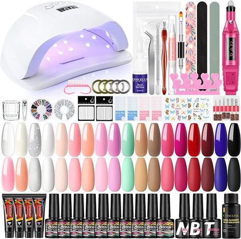 About this item 【Professional Set】This set includes 16*7ml nail polish, 4*10ml poly extension colour gel, 80W nail lamp, professional nail art tools and decorations. You can use this nail art kit at home and enjoy the art of nail art. 【Healthy and Natural】High quality soft nail polish, nail polish sets are made with improved formula and healthy ingredients, low odor, nail polish sets do not contain ingredients or binders that irritate your nails. 【Colour Poly Nail Gel Kit】Poly nail extension gel Nails Colour, Soft Nail, Poly Nail Gel, Nail Polish Kit, Gel Polish Manicure, Polish Manicure, Electric Nail File, Birthday Money, Nail Polish Kits