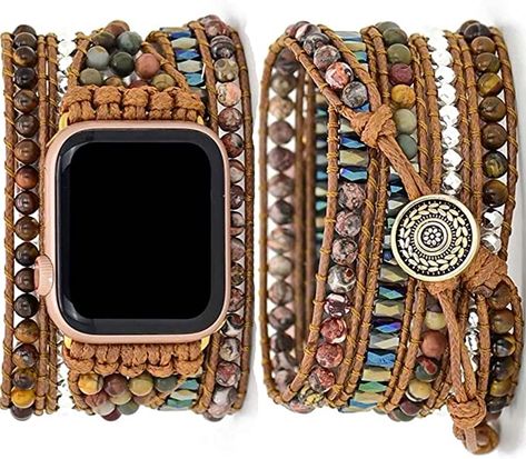 Unique Apple Watch Bands, Boho Apple Watch Band, Boho Beaded Bracelets, Boho Watch, Iphone Watch Bands, Nails Jewelry, Apple Watch Wristbands, Jewelry Hacks, Handmade Watch Strap