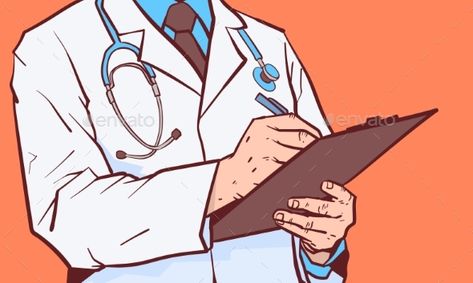 Closeup Of Doctor Hold Clipboard Making Notes Write Diagnosis Or Prescription Vector Illustration Holding A Clipboard Pose, Holding Clipboard Reference, Holding Clipboard, Notes Background, Human Illustration, Simple Poses, Comic Reference, Doctor Drawing, Making Notes