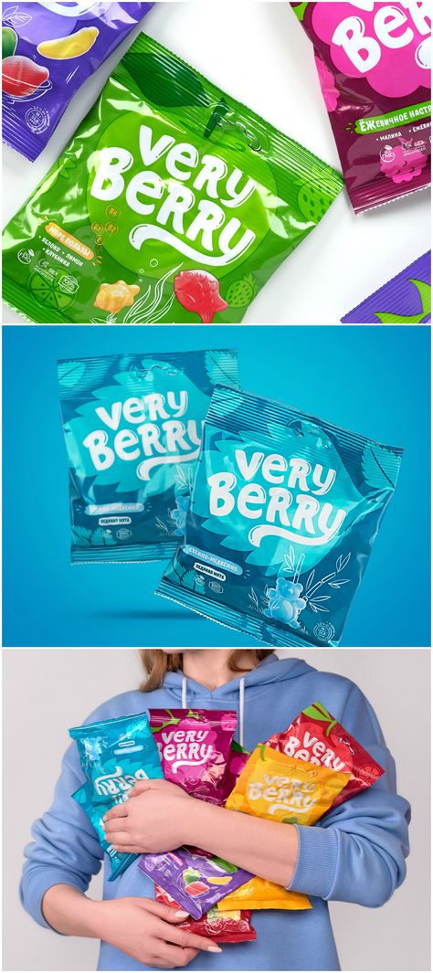 Flexible Packaging Design, Sour Candy Packaging, Sour Candy Packaging Design, Gummy Packaging Design, Confectionary Packaging, Berry Packaging, Sweets Branding, Gummy Packaging, Candy Packaging Design