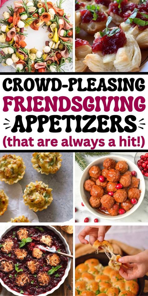 Easy friendsgiving appetizers for a dinner party, work potluck, or happy hour. These friendsgiving finger food ideas, dip recipes, fall appetizers, and snack platters feed a crowd. Easy Apps For Friendsgiving, Appetizer For Friends Party, Friendsgiving Happy Hour, Quick Friendsgiving Recipes, What To Bring To A Friendsgiving, Friendsgiving Food Ideas Appetizers, Finger Food Thanksgiving Party, Things To Bring To Friendsgiving, Friendsgiving Finger Foods